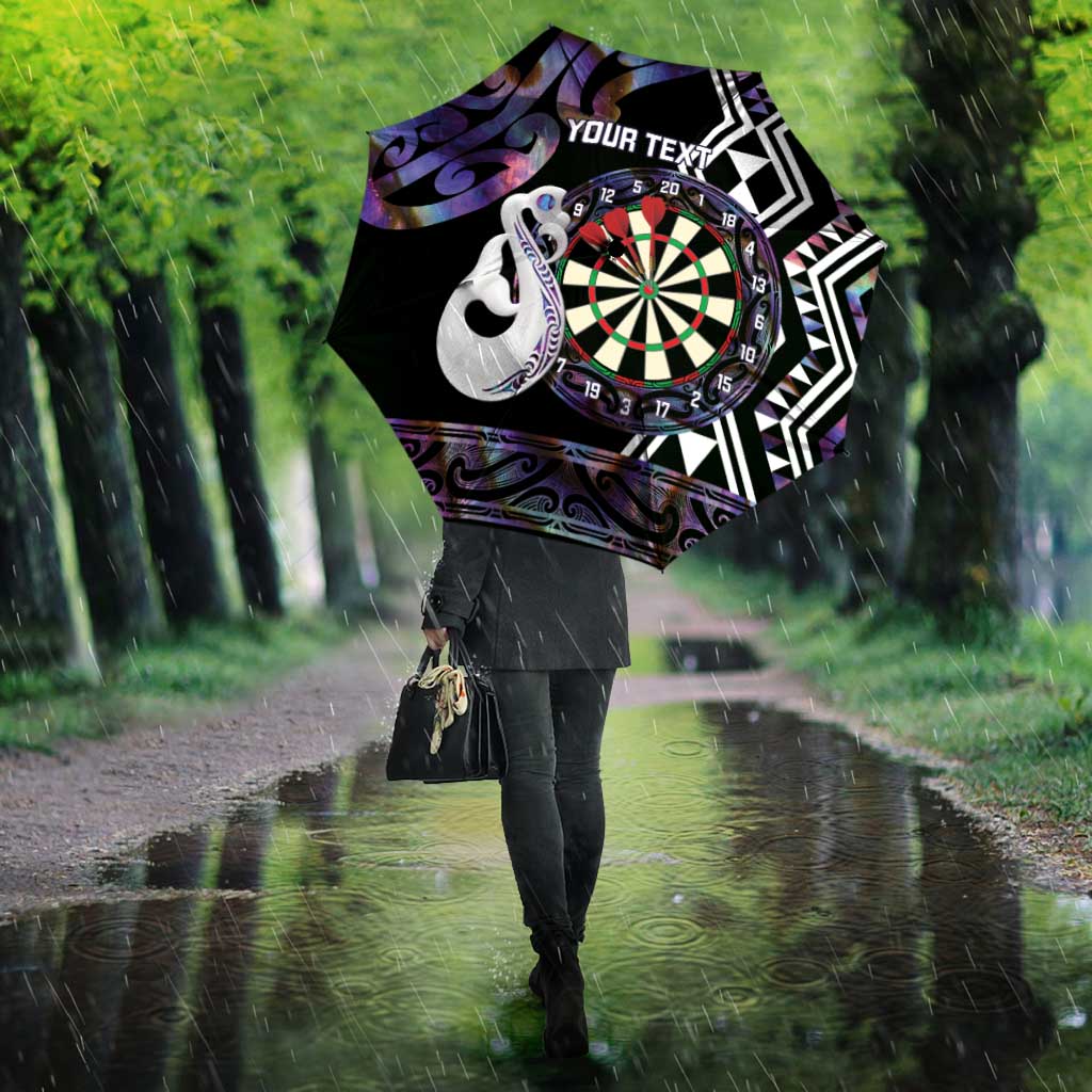 Personalised New Zealand Darts Umbrella Ngutukaka Manaia Taniko Luxury Purple LT14 - Polynesian Pride