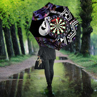 Personalised New Zealand Darts Umbrella Ngutukaka Manaia Taniko Luxury Purple LT14 - Polynesian Pride