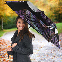 Personalised New Zealand Darts Umbrella Ngutukaka Manaia Taniko Luxury Purple LT14 - Polynesian Pride