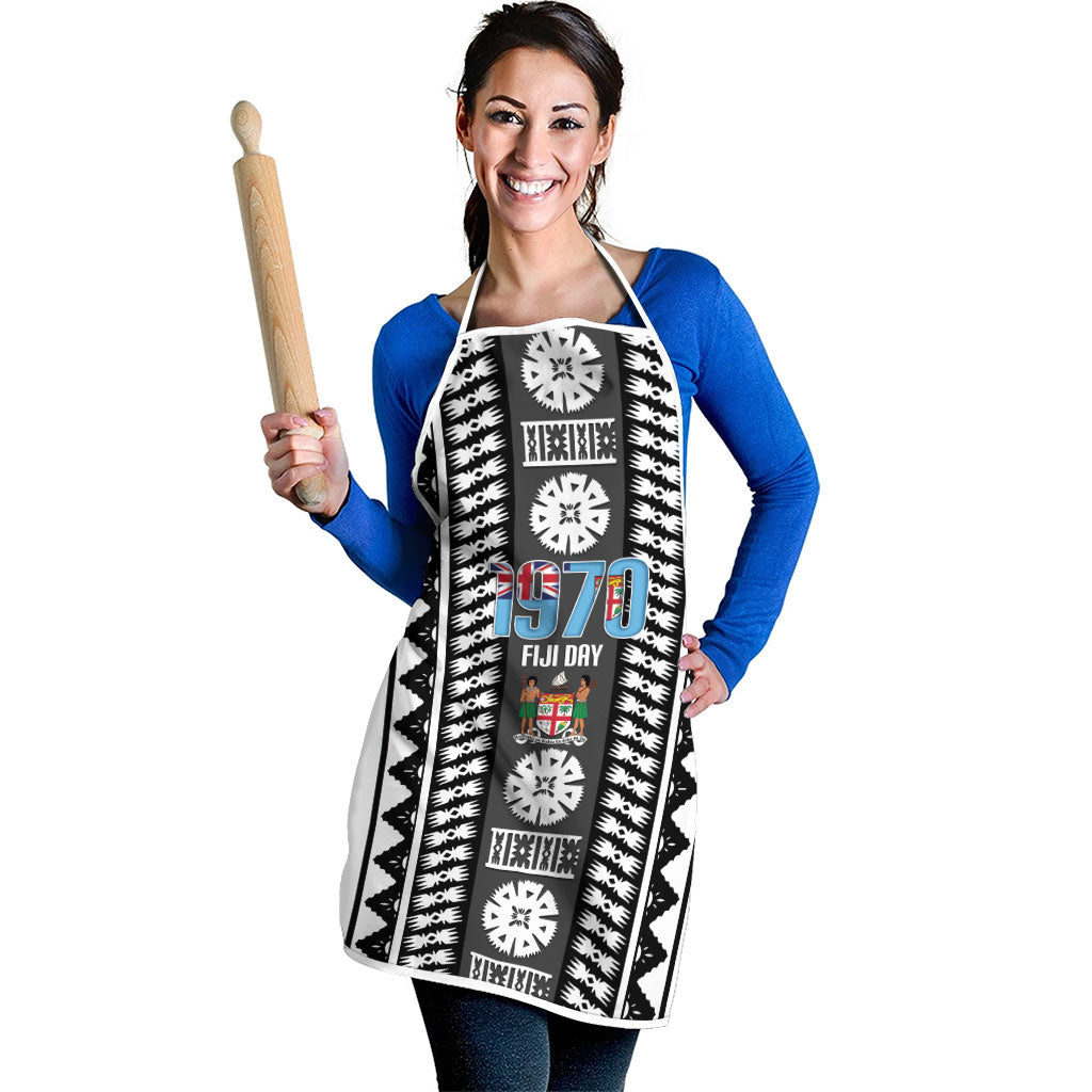 Fiji Day 1970 Apron For Fiji Ever Fiji Tapa Pattern White LT14 - Polynesian Pride