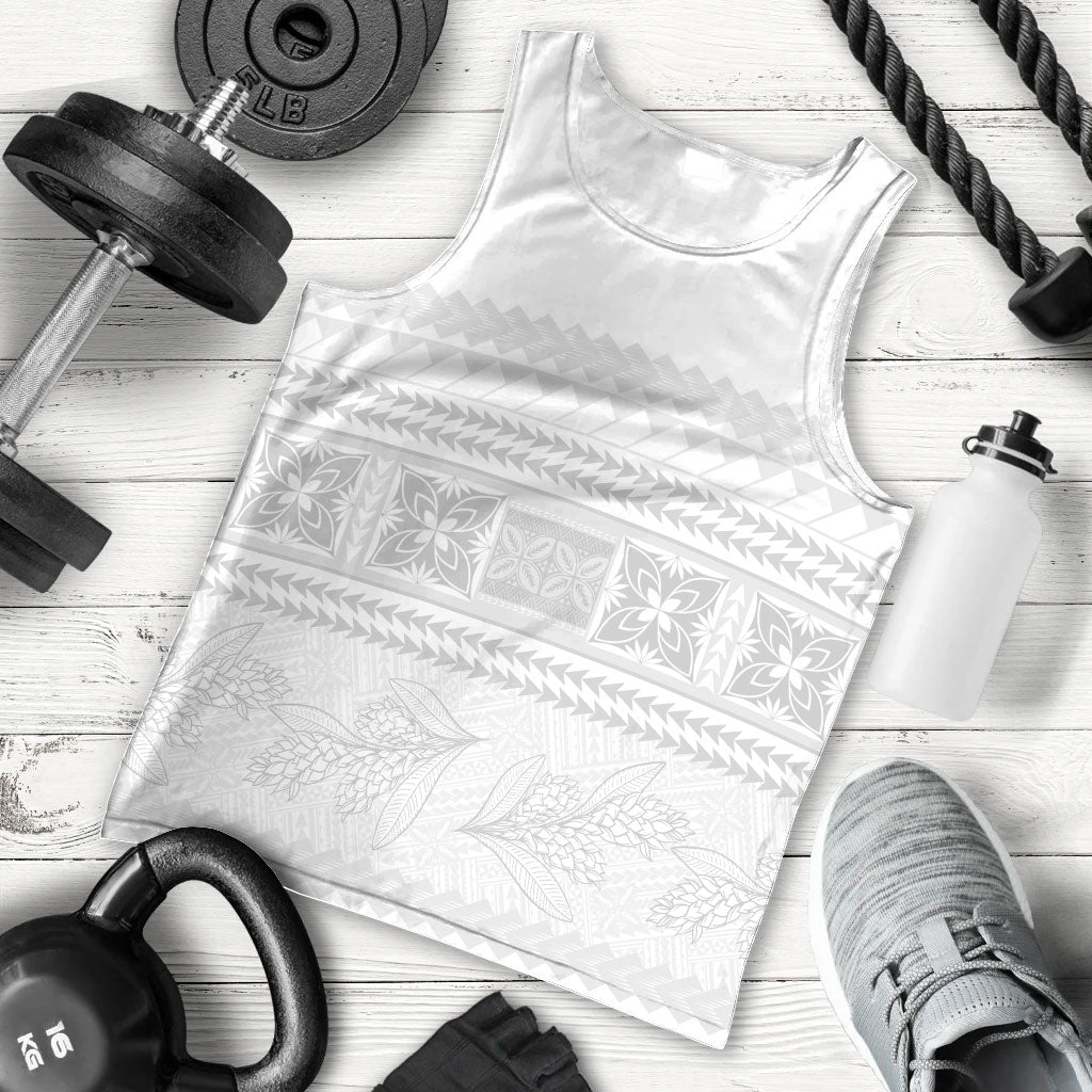Samoa White Sunday Men Tank Top Lotu Tamaiti Samoan Siapo Teuila Flowers LT14 - Polynesian Pride