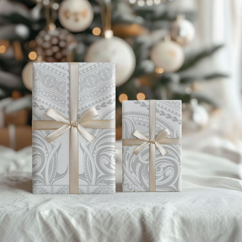 Niue White Sunday Wrapping Paper Aho Tapu Fanau Hiapo Pattern LT14 - Polynesian Pride
