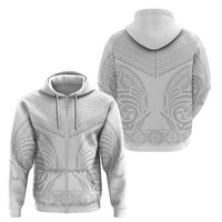 Niue White Sunday Zip Hoodie Aho Tapu Fanau Hiapo Pattern LT14 - Polynesian Pride