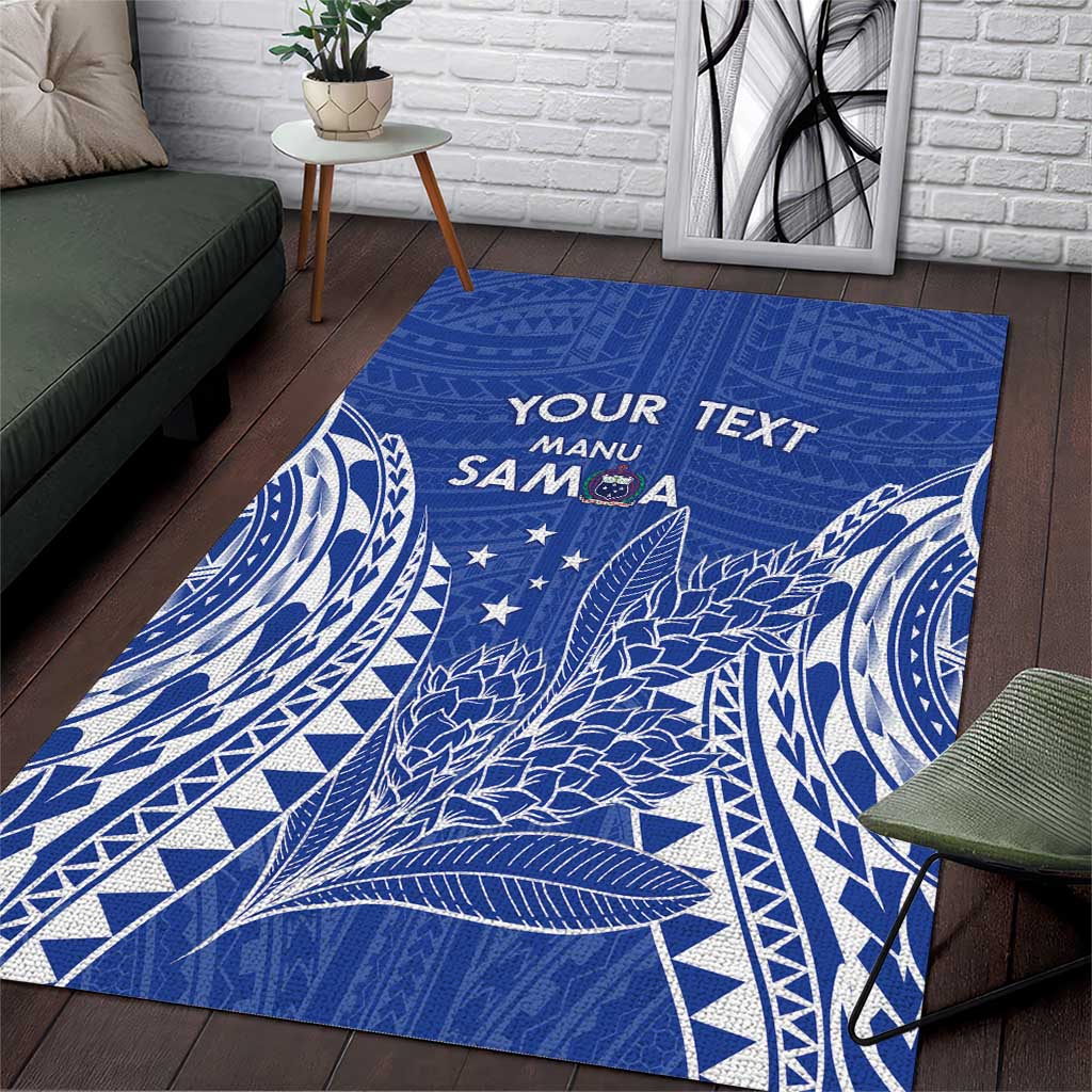 Custom Manu Samoa Rugby 2024 Area Rug Go Champions Samoan Tattoo LT14 Blue - Polynesian Pride