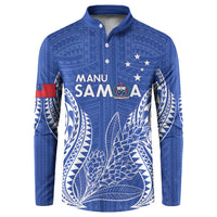 Custom Manu Samoa Rugby 2024 Button Sweatshirt Go Champions Samoan Tattoo LT14 Blue - Polynesian Pride