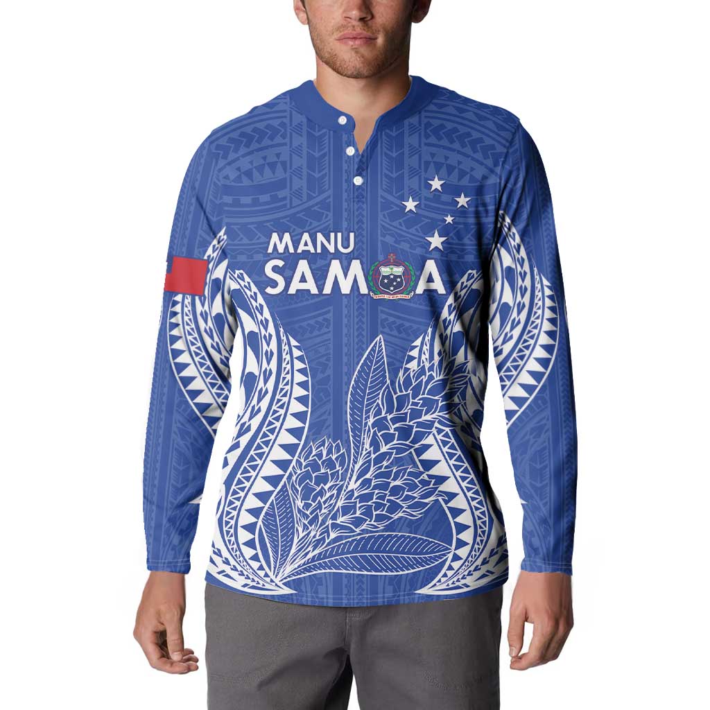 Custom Manu Samoa Rugby 2024 Button Sweatshirt Go Champions Samoan Tattoo LT14 - Polynesian Pride