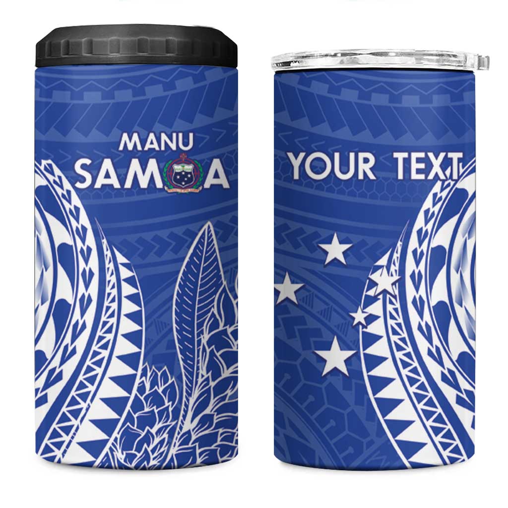 Custom Manu Samoa Rugby 2024 4 in 1 Can Cooler Tumbler Go Champions Samoan Tattoo LT14 One Size: 16 oz Blue - Polynesian Pride