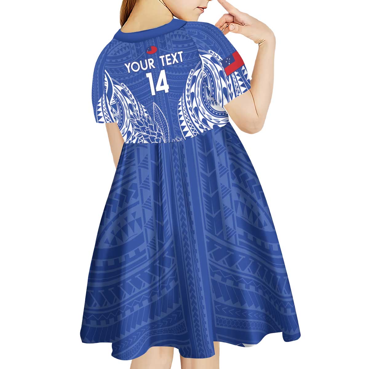 Custom Manu Samoa Rugby 2024 Kid Short Sleeve Dress Go Champions Samoan Tattoo LT14 - Polynesian Pride