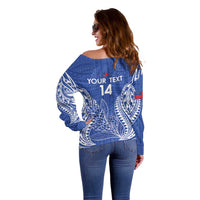 Custom Manu Samoa Rugby 2024 Off Shoulder Sweater Go Champions Samoan Tattoo LT14 - Polynesian Pride
