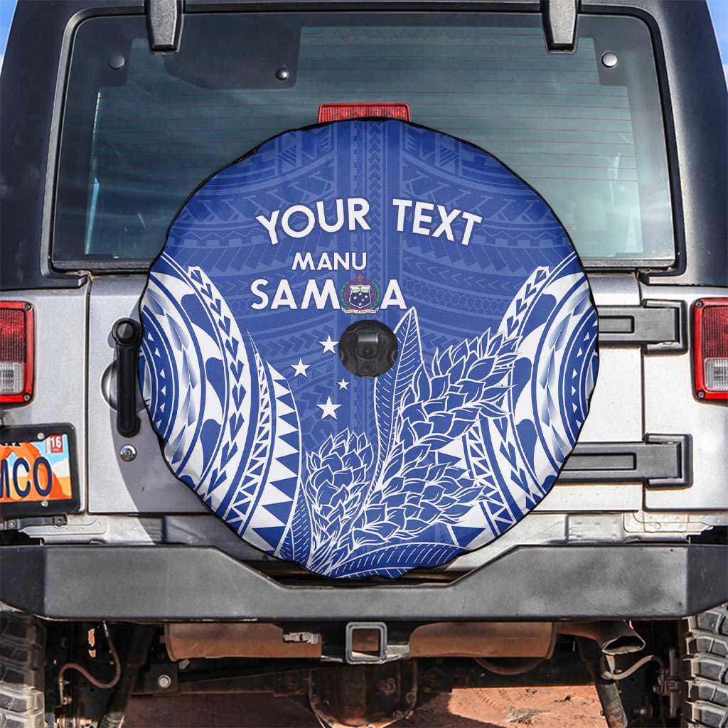 Custom Manu Samoa Rugby 2024 Spare Tire Cover Go Champions Samoan Tattoo LT14 Blue - Polynesian Pride