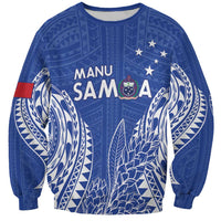 Custom Manu Samoa Rugby 2024 Sweatshirt Go Champions Samoan Tattoo LT14 Unisex Blue - Polynesian Pride