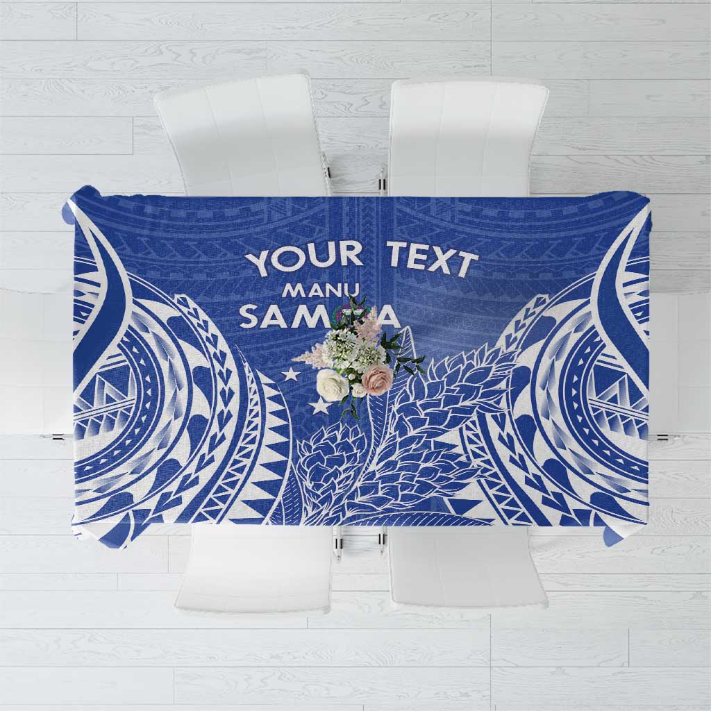 Custom Manu Samoa Rugby 2024 Tablecloth Go Champions Samoan Tattoo LT14 Blue - Polynesian Pride