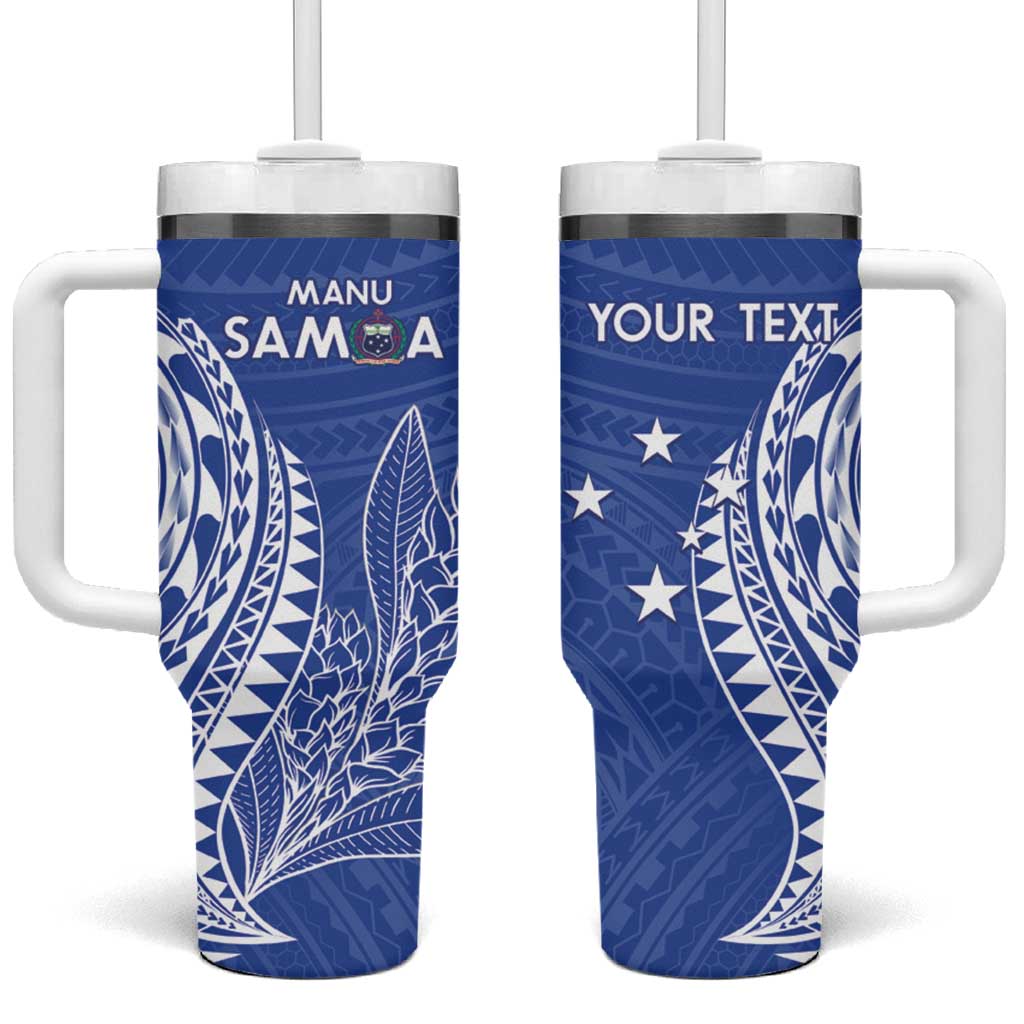 Custom Manu Samoa Rugby 2024 Tumbler With Handle Go Champions Samoan Tattoo LT14 One Size: 40 oz Blue - Polynesian Pride