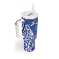 Custom Manu Samoa Rugby 2024 Tumbler With Handle Go Champions Samoan Tattoo LT14 - Polynesian Pride