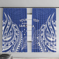 Custom Manu Samoa Rugby 2024 Window Curtain Go Champions Samoan Tattoo LT14 With Hooks Blue - Polynesian Pride
