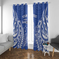 Custom Manu Samoa Rugby 2024 Window Curtain Go Champions Samoan Tattoo LT14 With Grommets Blue - Polynesian Pride