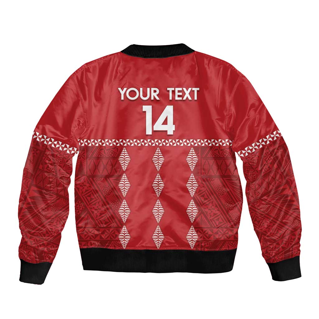 Custom Tonga Rugby 2024 Bomber Jacket Go Champions Ikale Tahi Ngatu Pattern LT14 - Polynesian Pride