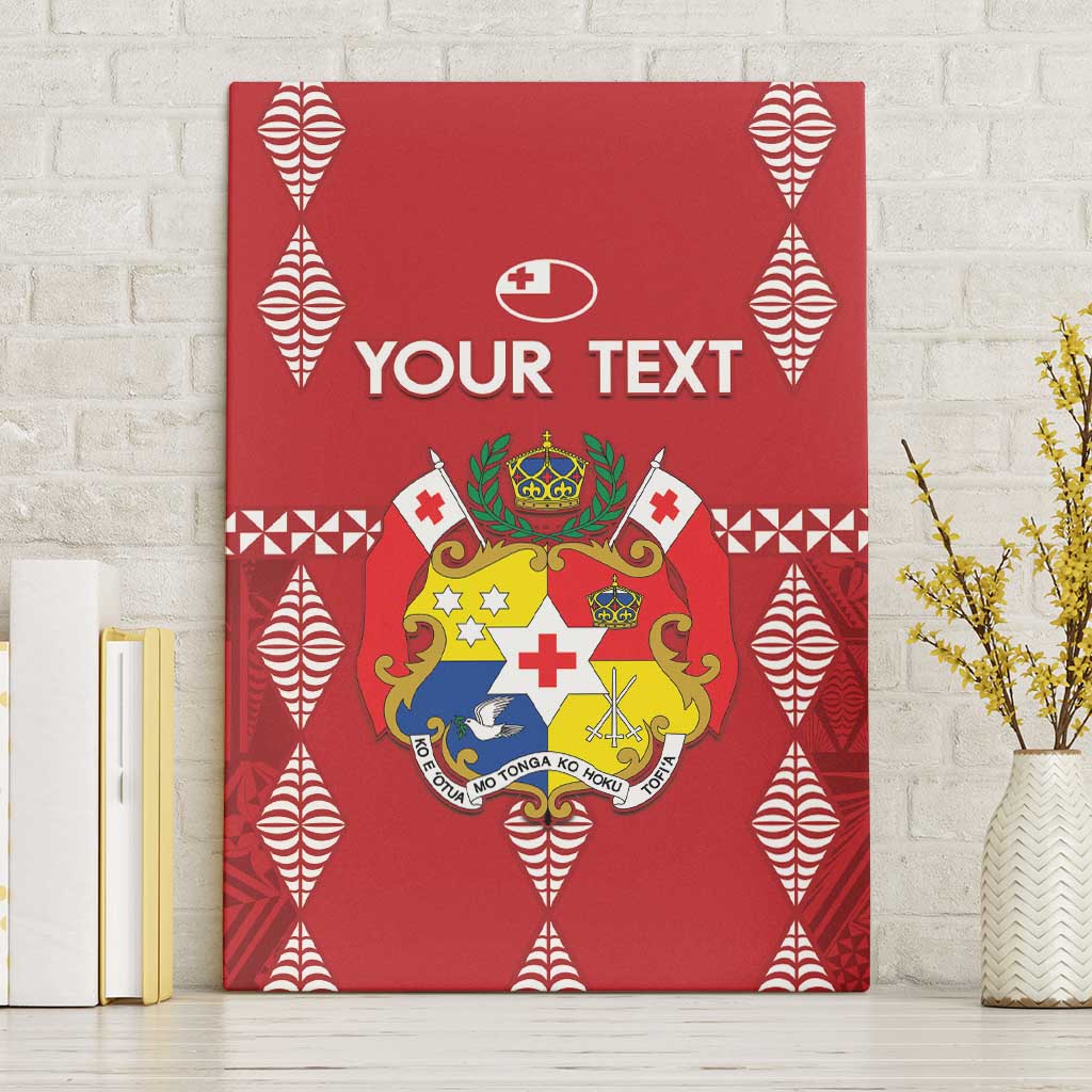Custom Tonga Rugby 2024 Canvas Wall Art Go Champions Ikale Tahi Ngatu Pattern LT14 Without Frame Red - Polynesian Pride