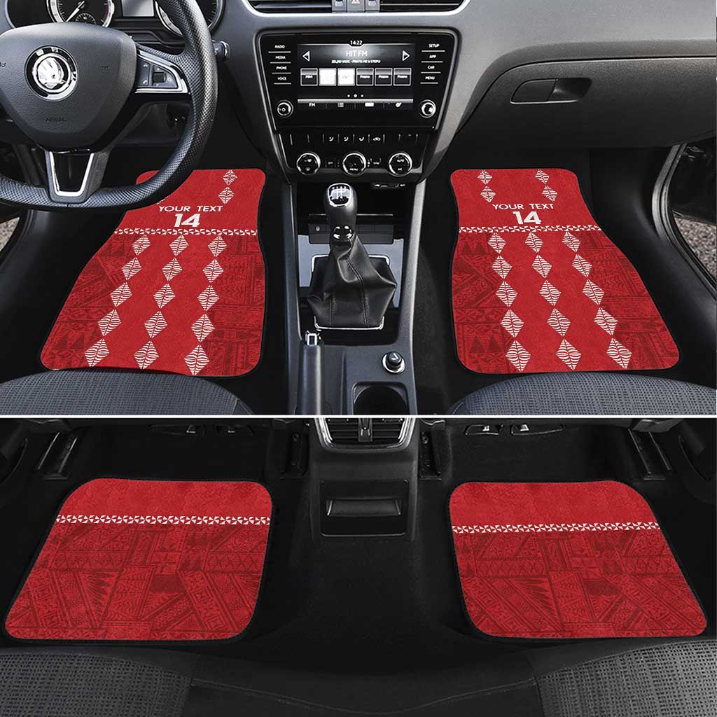 Custom Tonga Rugby 2024 Car Mats Go Champions Ikale Tahi Ngatu Pattern LT14 Set 4pcs Red - Polynesian Pride