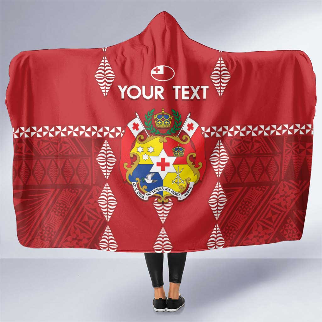 Custom Tonga Rugby 2024 Hooded Blanket Go Champions Ikale Tahi Ngatu Pattern LT14 One Size Red - Polynesian Pride