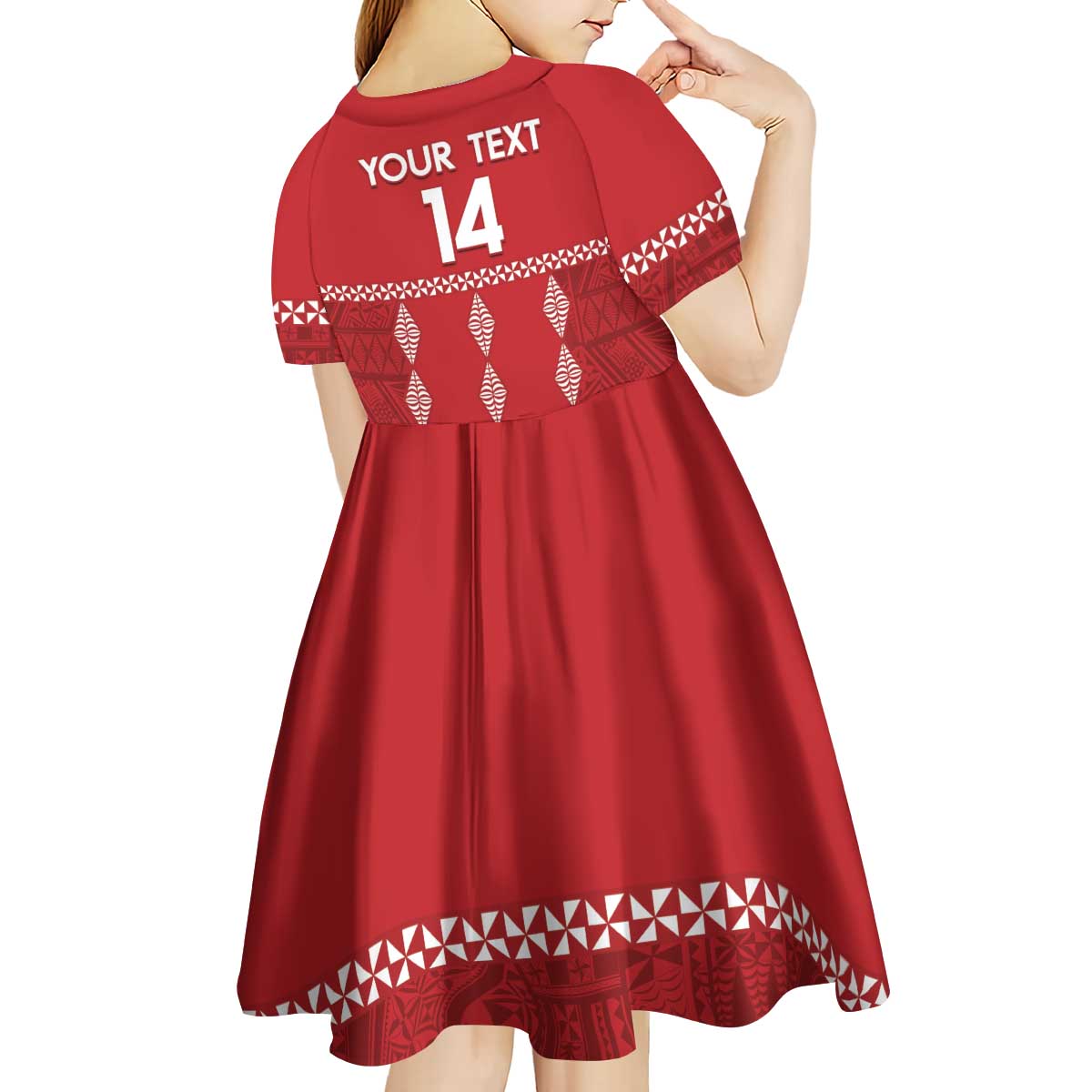 Custom Tonga Rugby 2024 Kid Short Sleeve Dress Go Champions Ikale Tahi Ngatu Pattern LT14 - Polynesian Pride