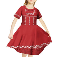 Custom Tonga Rugby 2024 Kid Short Sleeve Dress Go Champions Ikale Tahi Ngatu Pattern LT14 - Polynesian Pride