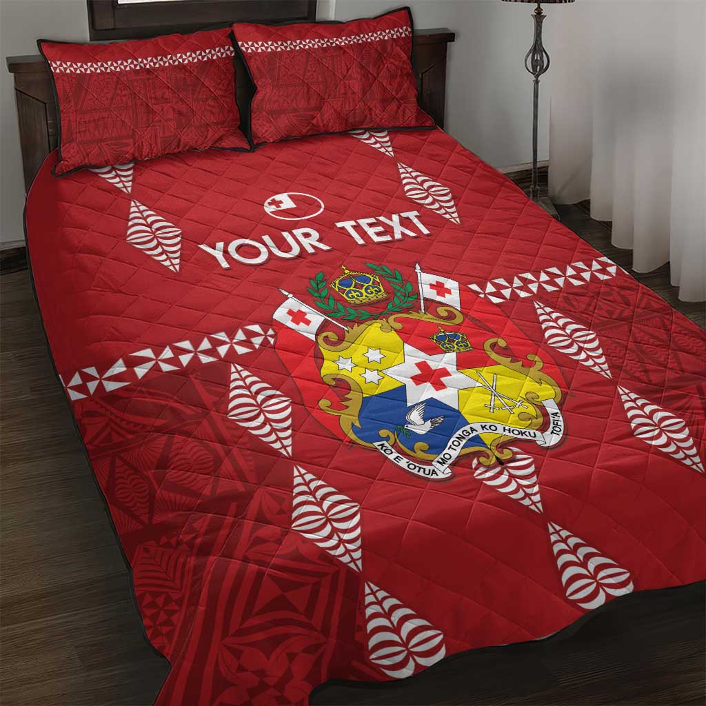 Custom Tonga Rugby 2024 Quilt Bed Set Go Champions Ikale Tahi Ngatu Pattern LT14 Red - Polynesian Pride
