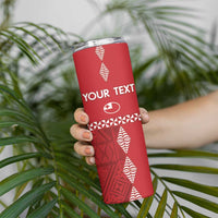 Custom Tonga Rugby 2024 Skinny Tumbler Go Champions Ikale Tahi Ngatu Pattern LT14 - Polynesian Pride
