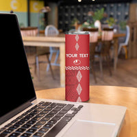 Custom Tonga Rugby 2024 Skinny Tumbler Go Champions Ikale Tahi Ngatu Pattern LT14 - Polynesian Pride