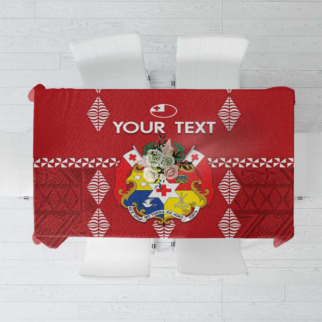 Custom Tonga Rugby 2024 Tablecloth Go Champions Ikale Tahi Ngatu Pattern LT14 Red - Polynesian Pride