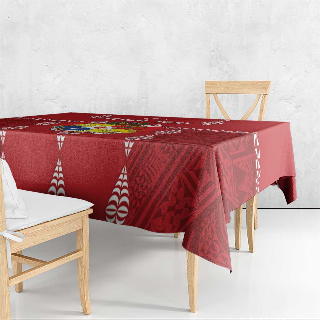 Custom Tonga Rugby 2024 Tablecloth Go Champions Ikale Tahi Ngatu Pattern LT14 - Polynesian Pride
