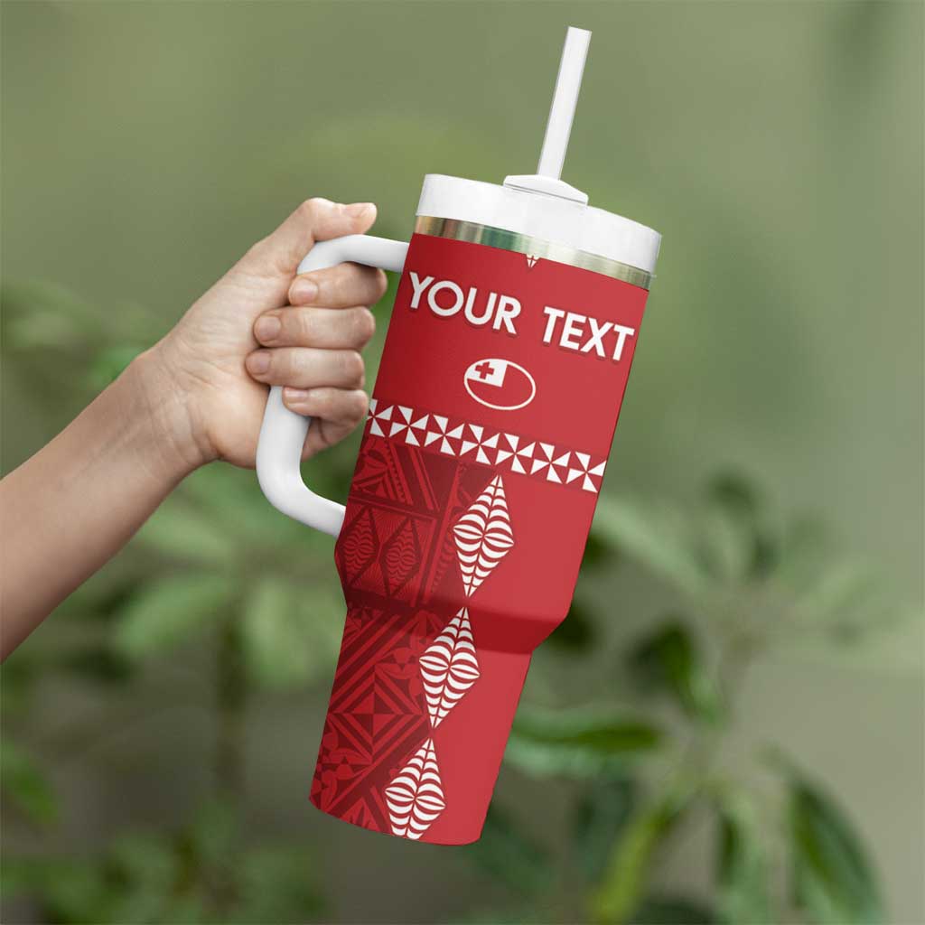 Custom Tonga Rugby 2024 Tumbler With Handle Go Champions Ikale Tahi Ngatu Pattern LT14 - Polynesian Pride
