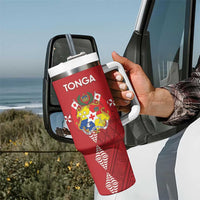 Custom Tonga Rugby 2024 Tumbler With Handle Go Champions Ikale Tahi Ngatu Pattern LT14 - Polynesian Pride