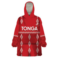 Custom Tonga Rugby 2024 Wearable Blanket Hoodie Go Champions Ikale Tahi Ngatu Pattern LT14 One Size Red - Polynesian Pride