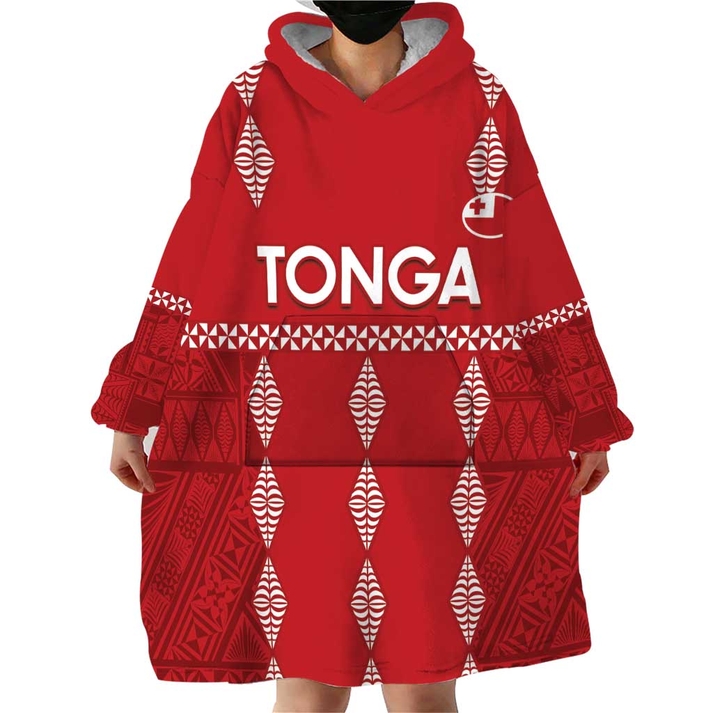 Custom Tonga Rugby 2024 Wearable Blanket Hoodie Go Champions Ikale Tahi Ngatu Pattern LT14 - Polynesian Pride