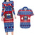 Personalised Samoa Christmas Couples Matching Long Sleeve Bodycon Dress and Hawaiian Shirt Samoan Coat Of Arms Manuia Le Kirisimas LT14 Blue - Polynesian Pride