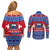 Personalised Samoa Christmas Couples Matching Off Shoulder Short Dress and Long Sleeve Button Shirts Samoan Coat Of Arms Manuia Le Kirisimas LT14 - Polynesian Pride