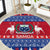 Personalised Samoa Christmas Round Carpet Samoan Coat Of Arms Manuia Le Kirisimas LT14 Blue - Polynesian Pride