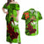 Personalised Hawaii Christmas Couples Matching Off Shoulder Maxi Dress and Hawaiian Shirt Mele Kalikimaka Kakau Polynesian Shark Tattoo LT14 Green - Polynesian Pride