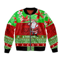 Personalised Hawaii Christmas Bomber Jacket Mele Kalikimaka Hawaiian Santa Tropical Vibes LT14 Unisex Red - Polynesian Pride