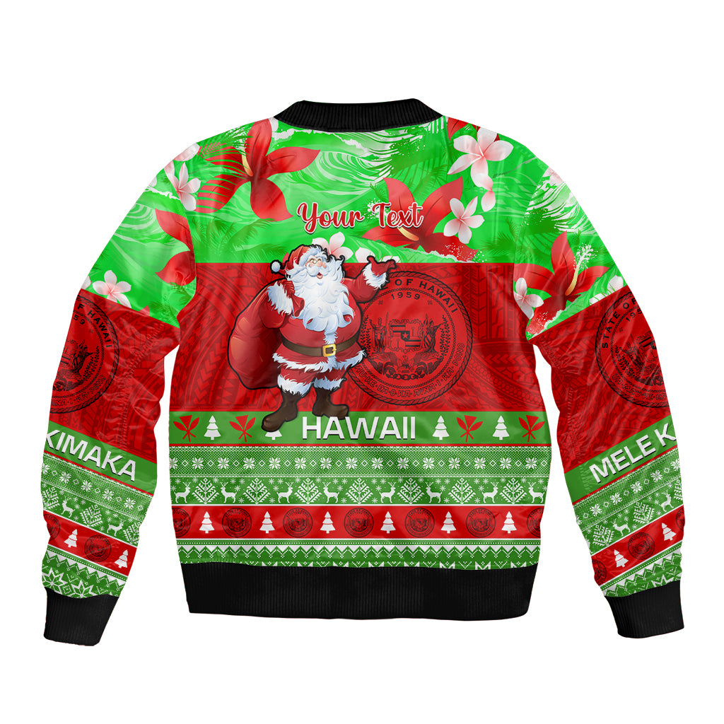 Personalised Hawaii Christmas Bomber Jacket Mele Kalikimaka Hawaiian Santa Tropical Vibes LT14 - Polynesian Pride