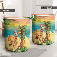 Hawaii Christmas Mele Kalikimaka Laundry Basket Santa Decorating Xmas Palm Tree Tropical Vibes LT14 - Polynesian Pride