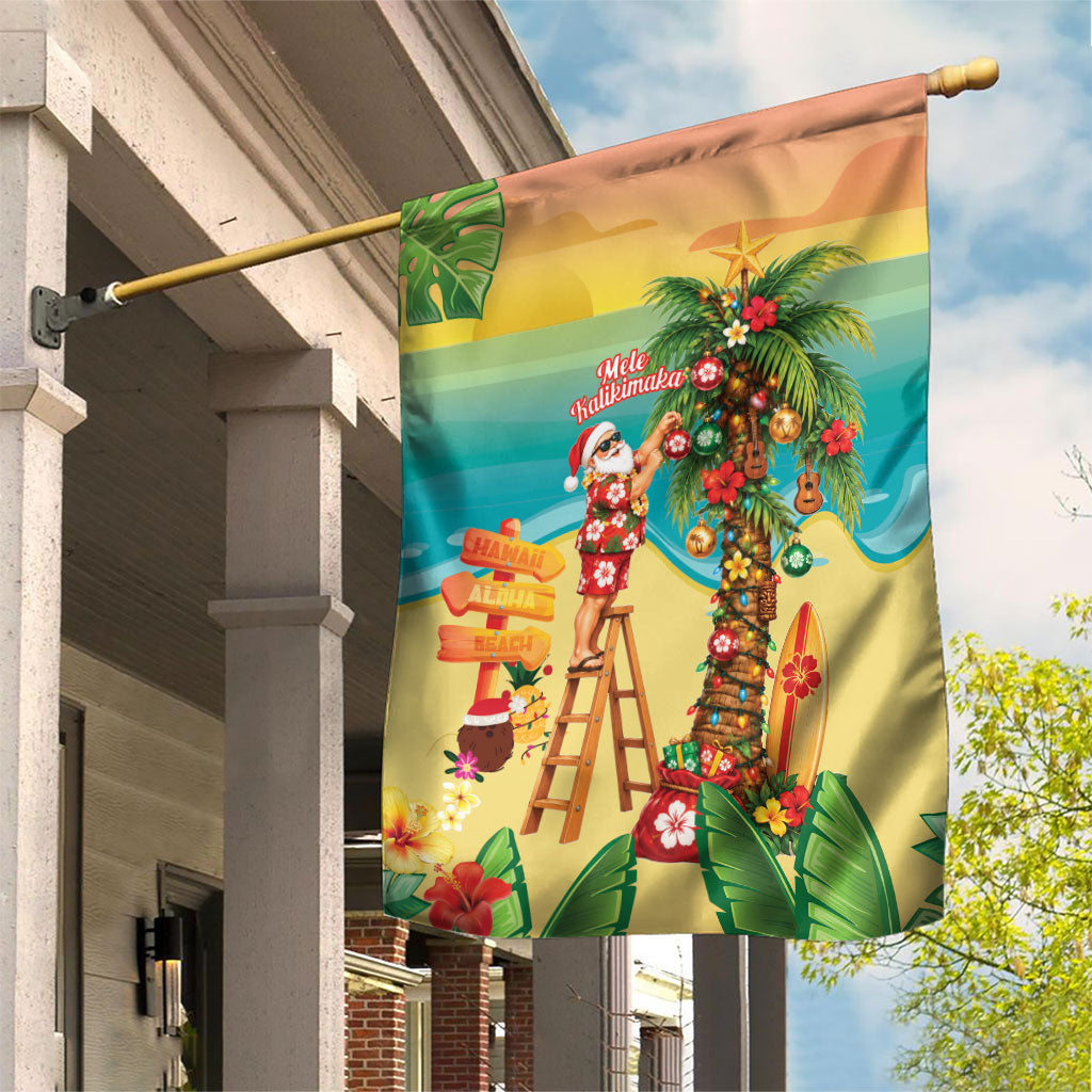 Hawaii Christmas Mele Kalikimaka Garden Flag Santa Decorating Xmas Palm Tree Tropical Vibes LT14 House Flag Multicolor - Polynesian Pride