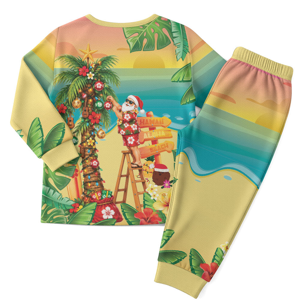Hawaii Christmas Mele Kalikimaka Christmas Pajama Set Santa Decorating Xmas Palm Tree Tropical Vibes LT14 - Polynesian Pride