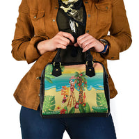 Hawaii Christmas Mele Kalikimaka Shoulder Handbag Santa Decorating Xmas Palm Tree Tropical Vibes LT14 - Polynesian Pride