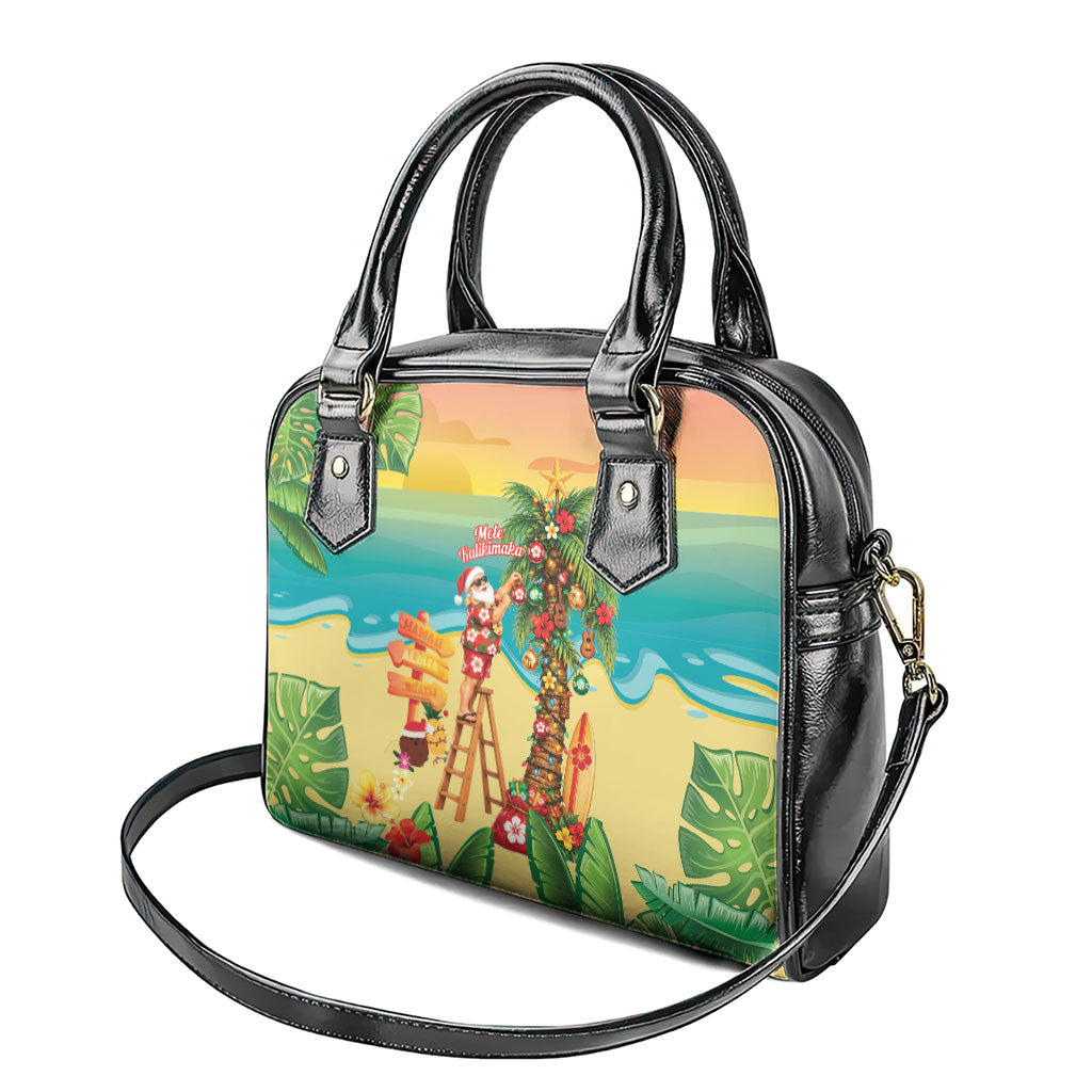 Hawaii Christmas Mele Kalikimaka Shoulder Handbag Santa Decorating Xmas Palm Tree Tropical Vibes LT14 - Polynesian Pride