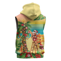 Hawaii Christmas Mele Kalikimaka Sleeveless Zip Hoodie Santa Decorating Xmas Palm Tree Tropical Vibes LT14 - Polynesian Pride