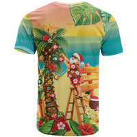 Hawaii Christmas Mele Kalikimaka T Shirt Santa Decorating Xmas Palm Tree Tropical Vibes LT14 - Polynesian Pride