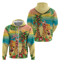 Hawaii Christmas Mele Kalikimaka Zip Hoodie Santa Decorating Xmas Palm Tree Tropical Vibes LT14 - Polynesian Pride