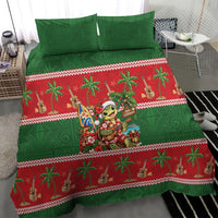Hawaii Christmas Mele Kalikimaka Bedding Set Aloha Turtle Santa With Ukulele LT14 - Polynesian Pride